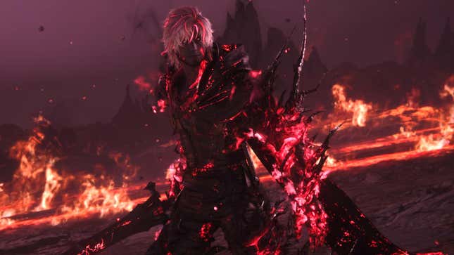 Clive is seen in his fiery "infernal shadow" form.