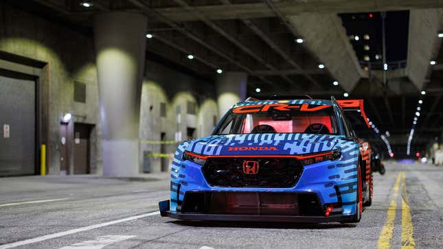 A photo of the front quarter on the Honda CR-V race car. 