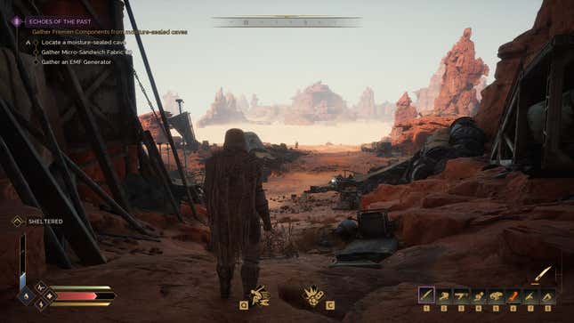 The entrance to underground ruins in Dune Awakening.