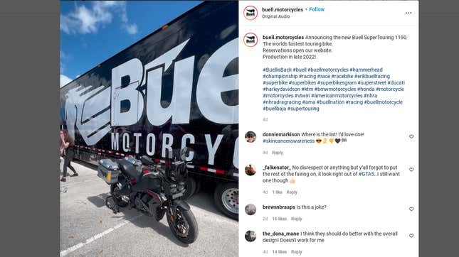 Image for article titled Buell Debuts SuperTouring 1190 At Daytona Bike Week