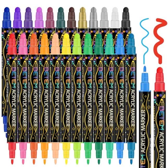 Image for article titled Betem 24 Colors Dual Tip Acrylic Paint Pens Markers, Now 17% Off