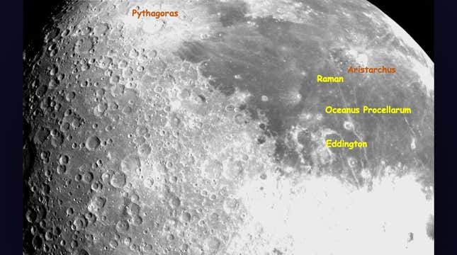 The Chandrayaan-3 spacecraft captured this image with its Lander Horizontal Velocity Camera.