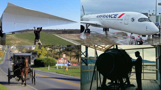 Image for article titled Giant Paper Airplane, Amish Buggy Theft And Broken Planes In This Week&#39;s Beyond Cars Roundup