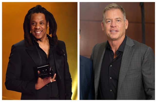 Jay-Z (left) and Troy Aikman (right)