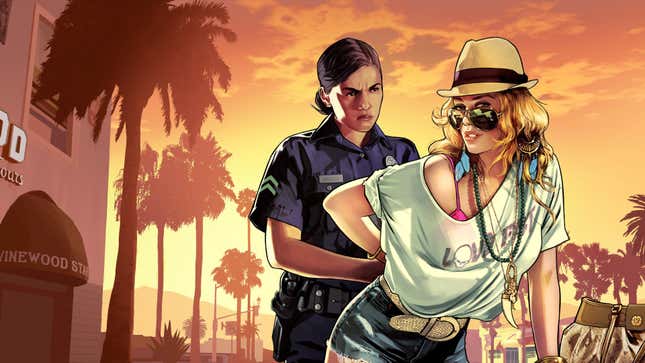 A GTA V policewoman arrests another woman.