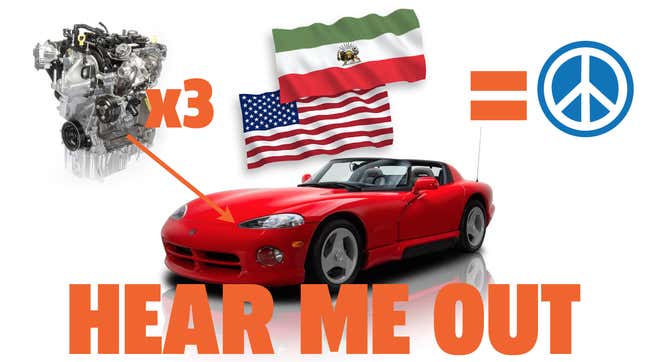 Image for article titled Here&#39;s How To Solve The Iran Nuclear Situation With Dodge Vipers