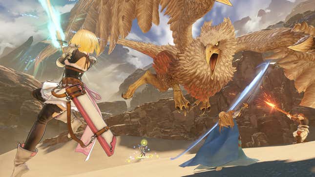 Granblue Fantasy heroes take on a griffin. 