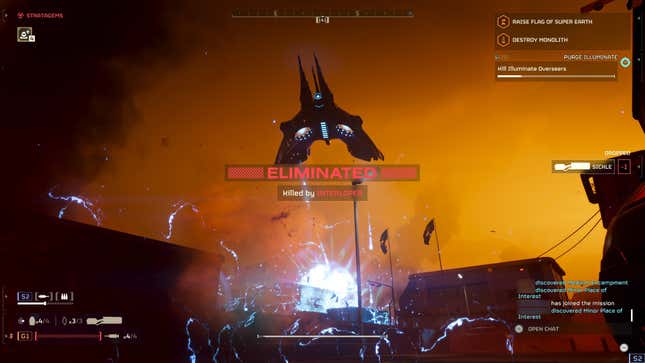 An Interloper killing the player in Helldivers 2.