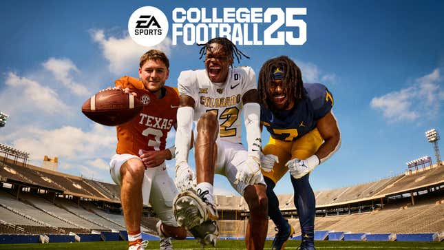 An image shows the cover of College Football 25. 