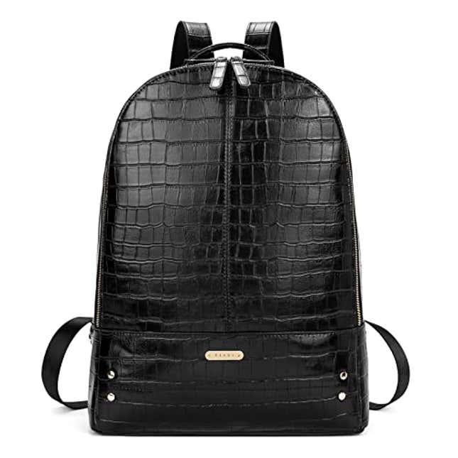 Image for article titled CLUCI Laptop Backpack for Women Leather 15.6 inch Computer Backpack Travel Vintage Large Bag Crocodile Pattern Black, Now 50% Off