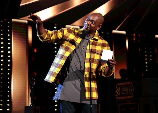 Dave Chappelle speaks onstage during the 36th Annual Rock &amp; Roll Hall Of Fame Induction Ceremony at Rocket Mortgage Fieldhouse on October 30, 2021 in Cleveland, Ohio.