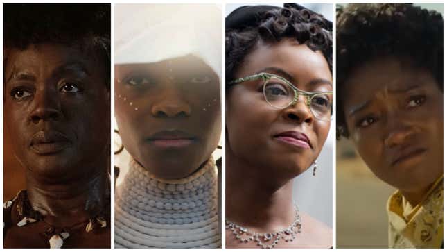 Viola Davis in The Woman King, left; Letitia Wright in Black Panther: Wakanda Forever; Danielle Deadwyler in Till; Keke Palmer in Nope.