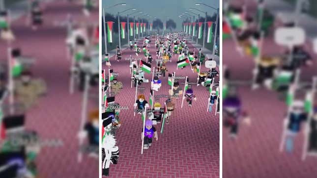 Hundreds of kids rally in Roblox for 'Free Palestine' protests