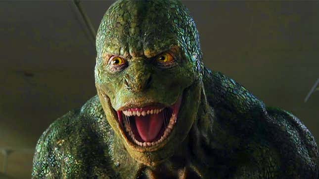 The Lizard yelling at Spider-Man