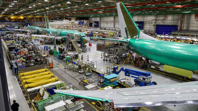 A Boeing production line in Renton, Washington