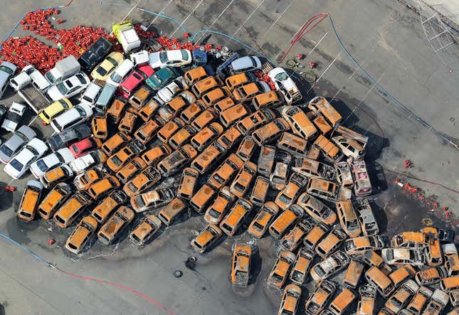 Image for article titled The chaos left behind by Typhoon Jebi, seen from the air