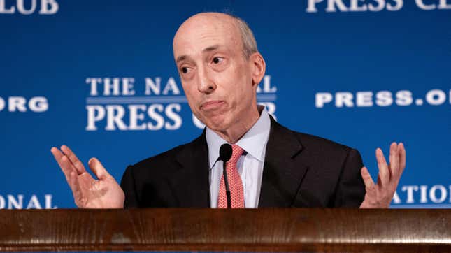 Gary Gensler, chairman of the US Securities and Exchange Commission (SEC), speaks during an event at the National Press Club in Washington, DC, US.