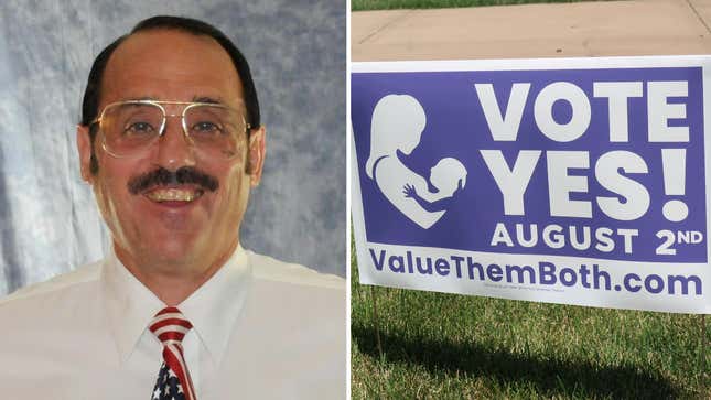 Kansas Coalition for Life Chairman Mark Gietzen, on the left, offered to put up his home to fund the recount.