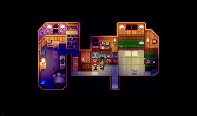 A screenshot of a player next to Penny in her house.