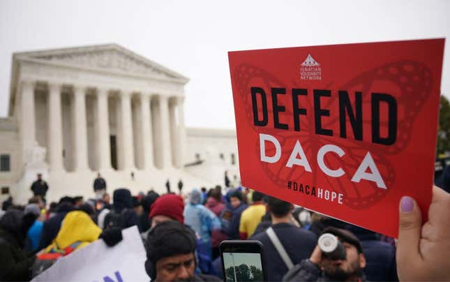 Immigration rights activists took part in a rally in front of the U.S. Supreme Court in Washington, DC, on November 12, 2019