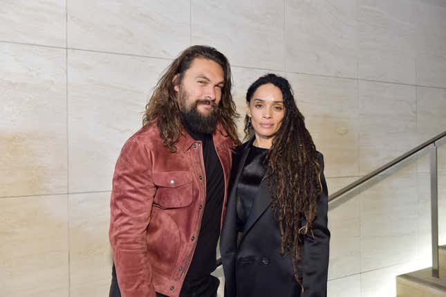 Jason Momoa and Lisa Bonet attend Tom Ford: Autumn/Winter 2020 Runway Show at Milk Studios on February 07, 2020 in Los Angeles, California.