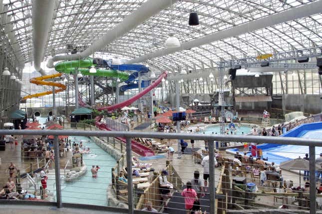 FILE - The water park at Jay Peak resort in Jay, Vt., April 18, 2016. A state audit has concluded Thursday, March 28, 2024, that Vermont did not provide adequate oversight to prevent the massive fraud that occurred in ski area and other development projects funded by foreign investors&#39; money through a special visa program. (AP Photo/Lisa Rathke, File)