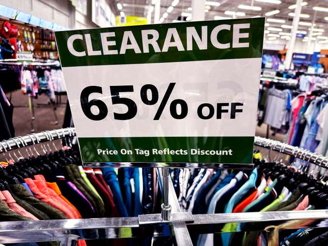 A clearance sign is displayed at a retail clothing store in Downers Grove, Ill., Tuesday, March 12, 2024. On Friday, March 29, 2024, the government issues its latest monthly report on the Federal Reserve’s preferred inflation gauge, a key measure of how well the Fed’s drive to tame inflation is succeeding. (AP Photo/Nam Y. Huh)