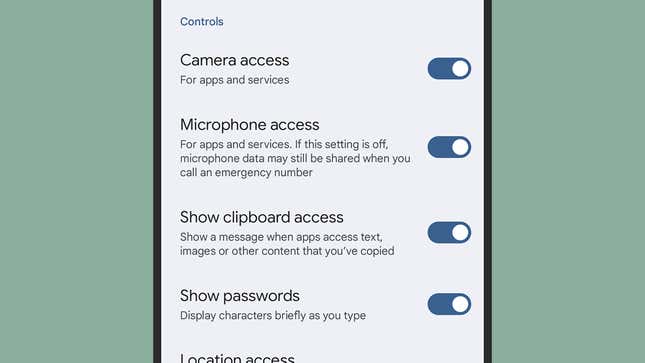 Camera and mic permissions on Android.