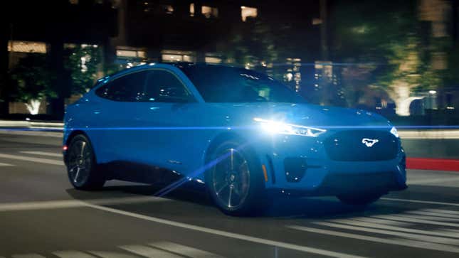 A blue 2023 Ford Mustang Mach-E