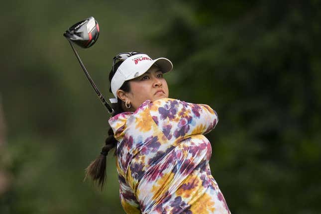 Aug 25, 2023; Vancouver, British Columbia, CAN; Lilia Vu tess off on the fourth hole during the second round of the CPKC Women&#39;s Open golf tournament at Shaughnessy Golf &amp;amp; Country Club.