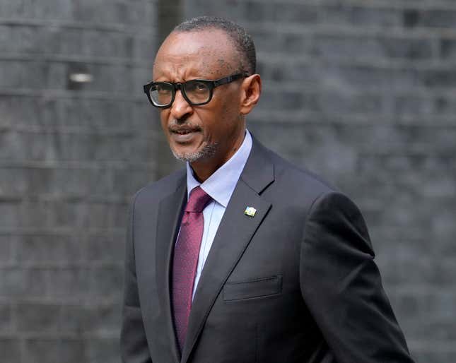 FILE — President of Rwanda Paul Kagame walks along Downing Street to a meeting with Britain&#39;s Prime Minister Rishi Sunak, in London, Thursday, May 4, 2023. Rwanda announced Thursday, Nov. 2, 2023 visa-free entry for all Africans, becoming the latest nation on the continent to announce such a measure aimed at boosting free movement of people and trade to rival Europe’s Schengen zone. President Paul Kagame made the announcement in the Rwandan capital, Kigali, where he pitched the potential of Africa as “a unified tourism destination” for a continent that still relies on 60% of its tourists from outside Africa, according to data from the United Nations Economic Commission for Africa.(AP Photo/Vadim Ghirda-File)