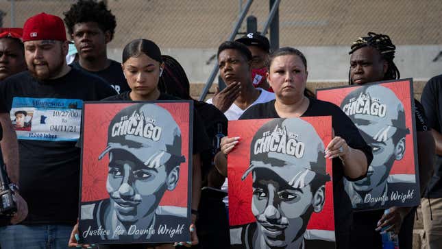 The family of Daunte Wright attends a rally and march organized by families who were victims of police brutality for the one year anniversary of George Floyd’s death on Monday, May 24, 2021, in St. Paul, Minn.