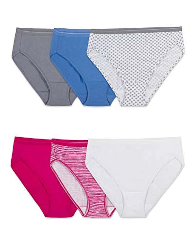 Fruit of the Loom Women's 6 Pack Cotton Brief Panties, Assorted, 6