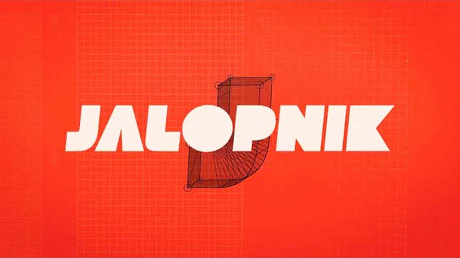 The Jalopnik logo on an orange background 