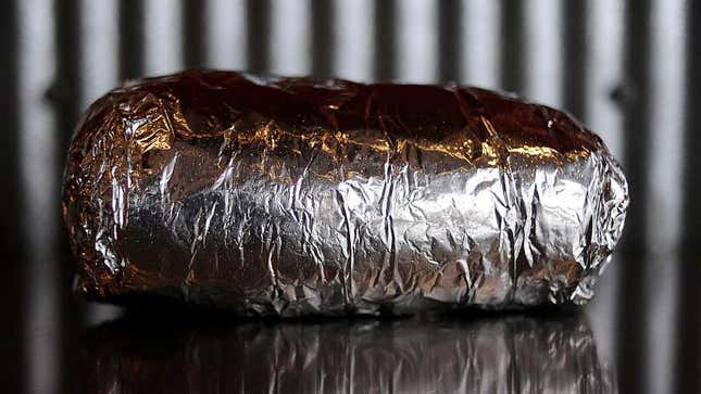 Foil-wrapped Chipotle Burrito on countertop