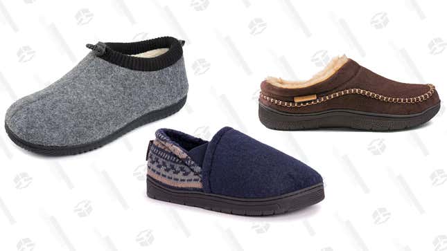 RockDove Men’s Elastic Collar Bootie Slipper | $20 | Target
Muk Luks Mens Kristof Slippers | $20 | Target
RockDove Men’s Faux Wool Microsuede Clog Slipper | $22 | Target