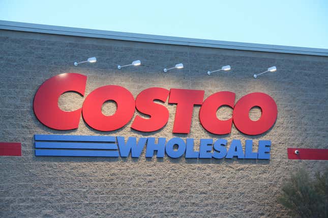 Store exterior with "Costco Wholesale" logo