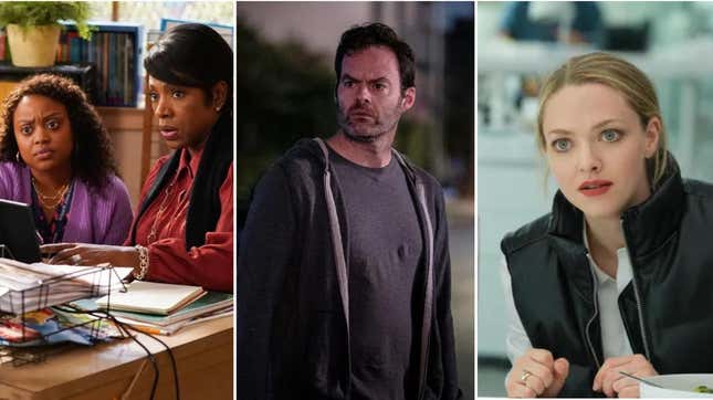 The 2022 Emmy nominees: Abbott Elementary (ABC/Gilles Mingasson), Barry (Merrick Morton/HBO), The Dropout (Beth Dubber/Hulu)