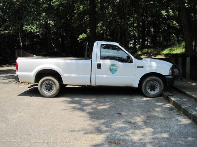 Fort Pillow State Park near Henning, Tennessee.  Park Ranger truck