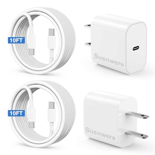 Image for article titled Susnwere iPhone 15 Charger 10 Ft with 20w USB C Charger Block, Now 93.5% Off