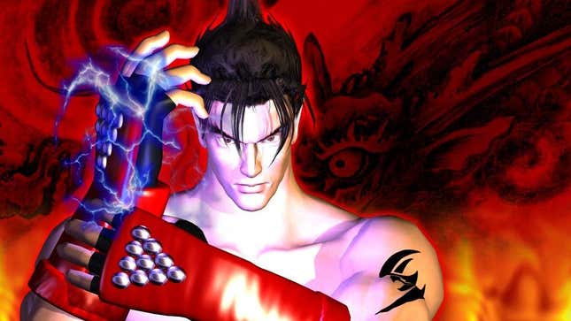 Jin Kazama puts on an electric glove. 