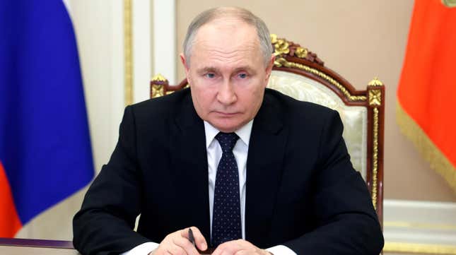 Russian President Vladimir Putin in the Kremlin in Moscow,  Russia on April 15, 2024.