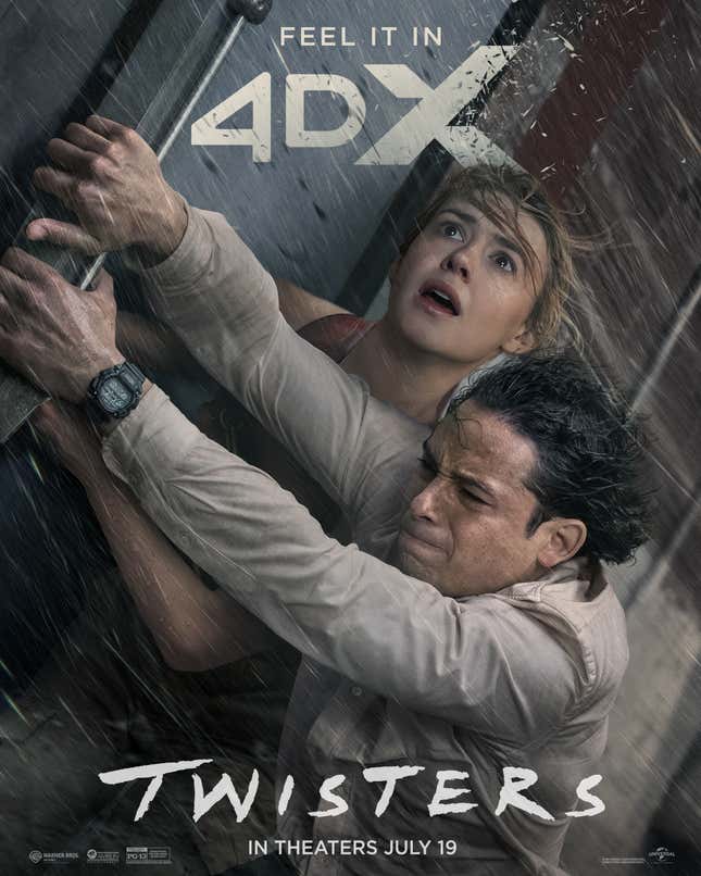 Daisy Edgar-Jones and Anthony Ramos on the official Twisters 4DX poster.