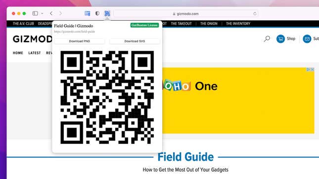 QR Code Generator for Safari adds QR code creation to Apple’s browsers.