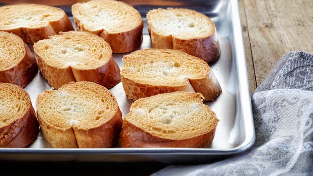 toast on baking sheet