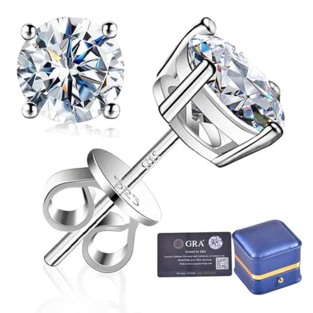 Image for article titled Moissanite Stud Earrings- 2.0CT D Color, Now 43% Off