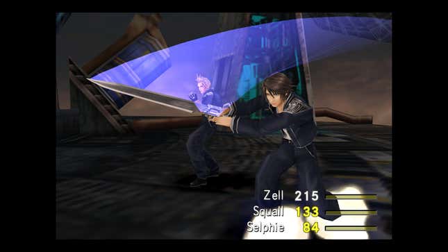 Squall races forward to attack an enemy.