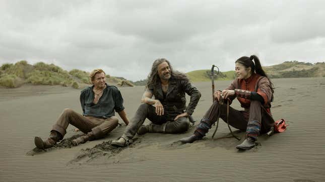 Rhys Darby, Taika Waititi, and Ruibo Qian in Our Flag Means Death