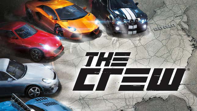 Cars surround The Crew's logo.