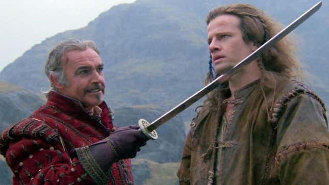 Juan Sánchez-Villalobos Ramírez (Sean Connery) and Connor MacLeod (Christopher Lambert) in 1986's Highlander.